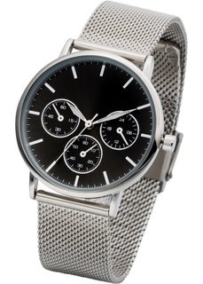 Наручные часы с сетчатым браслетом в стиле хронографа (серебристый/синий) Bonprix