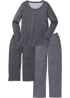Пижама (3 изд.) (светло-серый меланж с узором) Bonprix