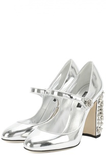 Туфли Vally из металлизированной кожи на каблуке с декором Dolce &amp; Gabbana