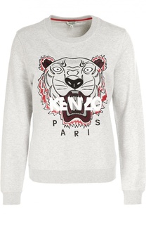 Хлопковый свитшот с вышивкой в виде тигра Kenzo