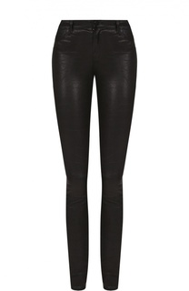 Кожаные брюки-скинни с декоративными молниями J Brand
