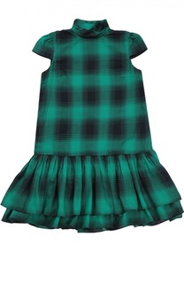 Платье из смеси хлопка и шерсти с пышной юбкой Polo Ralph Lauren