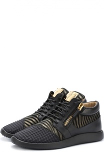 Кожаные кеды Runner с текстильной отделкой Giuseppe Zanotti Design