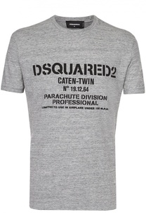 Хлопковая футболка с контрастной надписью Dsquared2
