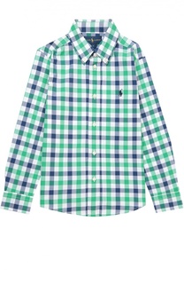 Хлопковая рубашка с воротником button down Polo Ralph Lauren