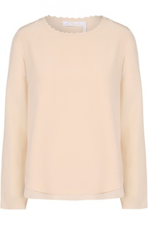 Шелковый топ с удлиненной спинкой и круглым вырезом Chloé