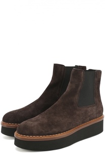 Замшевые полусапоги на платформе Tod’s