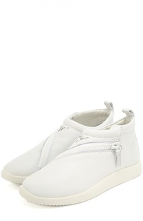Кожаные кеды с декоративной молнией Giuseppe Zanotti Design