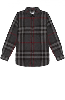 Хлопковая рубашка с воротником button down Burberry