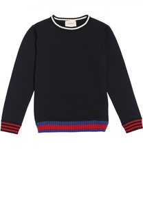 Хлопковый свитшот с контрастными манжетами и воротником Gucci