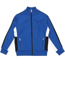 Хлопковая толстовка на молнии с контрастной отделкой Polo Ralph Lauren