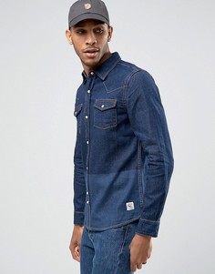 Bellfield Denim Shirt with Blocked Print - Темно-синий