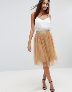 Юбка из тюля с отделкой на поясе Boohoo - Золотой