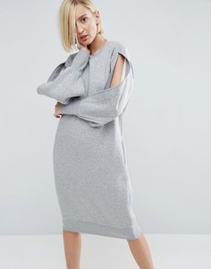 Трикотажное платье с разрезами на рукавах ASOS WHITE - Серый