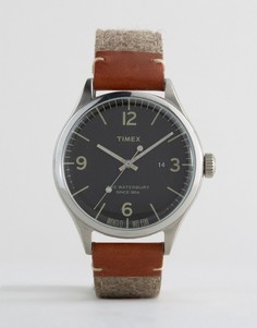 Часы с окошечком для даты и твидовым ремешком Timex Waterbury - Бежевый