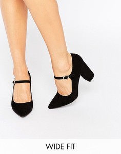 Туфли на блочном каблуке с острым носком для широкой стопы New Look - Черный