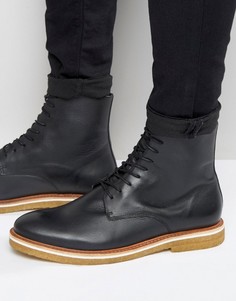 Кожаные ботинки на шнуровке с каучуковой подошвой Zign - Черный