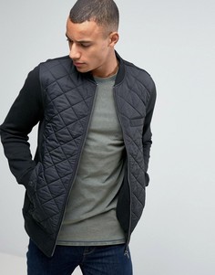 Стеганая куртка-пилот с трикотажными рукавами Esprit - Черный