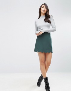 Мини юбка‑трапеция с фигурным краем ASOS - Зеленый