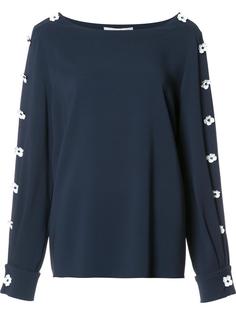 flower appliqué boatneck blouse Carolina Herrera