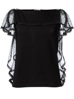 топ с отделкой кружевом и оборками Red Valentino