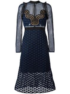 cut-out sheer flared dress Self-Portrait