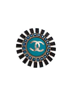 rhinestone logo brooch  Chanel Vintage