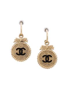 logo plaque earrings Chanel Vintage