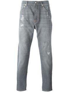 джинсы с рваными деталями Brunello Cucinelli