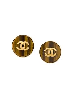 logo button earrings  Chanel Vintage