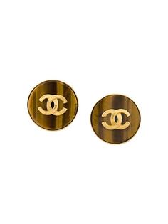 logo button earrings  Chanel Vintage