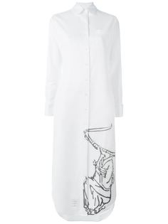 удлиненное платье-рубашка с принтом-интарсией Thom Browne