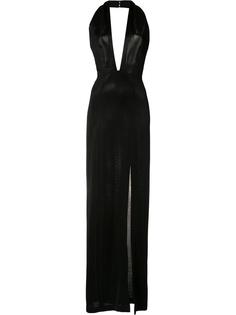 lateral slit halterneck dress Galvan