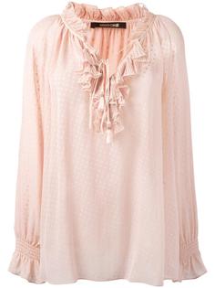 ruffled V-neck sheer blouse Roberto Cavalli