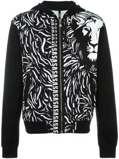 lion print hooded cardigan  Versus