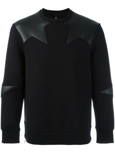 faux-leather insert sweatshirt Neil Barrett