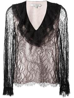 ruffled V-neck lace blouse Alexis