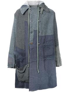 лоскутное пальто с капюшоном Greg Lauren