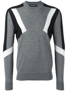 geometric intarsia panelled jumper Neil Barrett