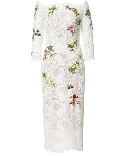 floral embroidery lace dress Monique Lhuillier