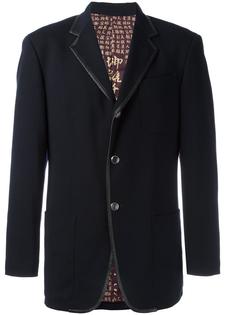 leather effect trim blazer Jean Paul Gaultier Vintage