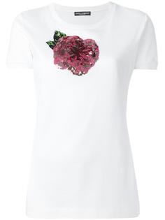 футболка с принтом розы из пайеток Dolce &amp; Gabbana