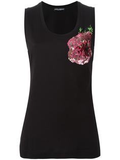 топ с принтом розы из пайеток Dolce &amp; Gabbana