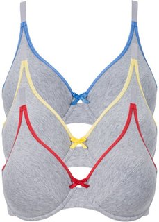 Бюстгальтер (3 шт.), чашка E (3x серый меланж) Bonprix