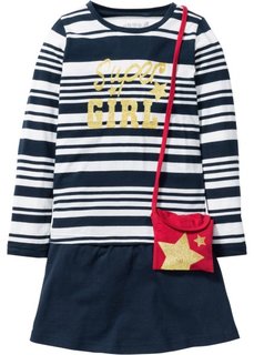 Футболка + юбка + сумочка (3 изд.) (розовая пудра/темно-синий в цв) Bonprix