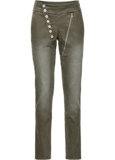 Стрейтчевые брюки с асимметричной застежкой (темно-синий) Bonprix