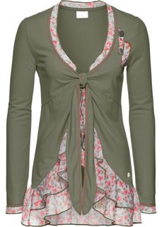 Трикотажный кардиган с шифоном (розовый) Bonprix