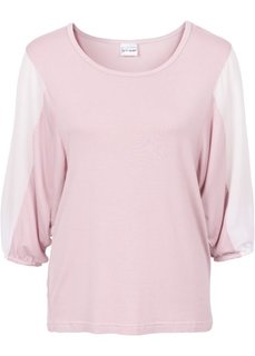 Футболка с шифоновыми рукавами (черный/кремовый) Bonprix
