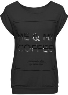 Футболка с пайетками (дымчато-синий) Bonprix