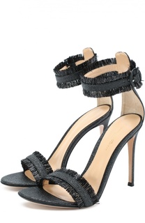 Текстильные босоножки Caribe с глиттером Gianvito Rossi
